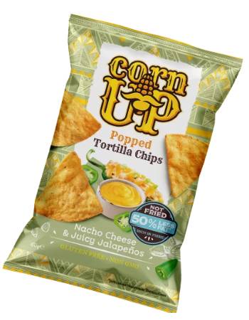 CORN UP TORTILLA 60G | NACHO CHEESE & JUICY JALAPENOS