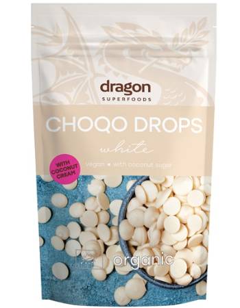 DRAGON SUPERFOODS VEGAN WHITE CHOCOLATE DROPS 250G