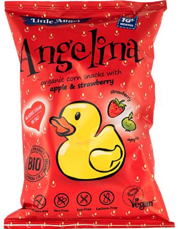 LITTLE ANGEL APPLE AND STRAWBERRY CORN SNACK 4 X 15G