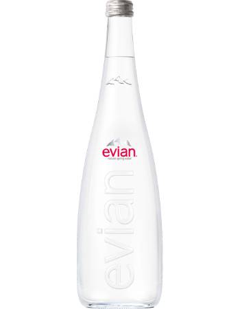 EVIAN NATURAL WATER IN GLASS BOTTLE  75CL