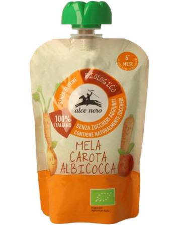 ALCE NERO APPLE CARROT APRICOT PUREE 100G