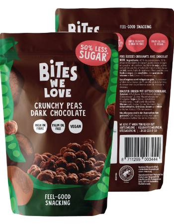 BITES WE LOVE CRUNCHY PEAS DARK CHOCOLATE 100G