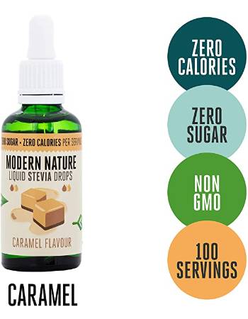 MODERN NATURE STEVIA DROPS CARAMEL SWEETENER 50ML