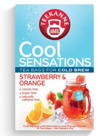 TEEKANNE COOL SESATIONS STRAWBERRY AND ORANGE TEA (18 TEABAGS)