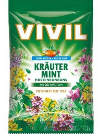 VIVIL SUGAR FREE COUGH DROPS HERBS & MINT 60G