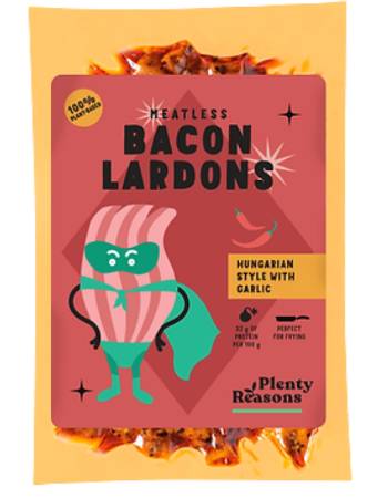 PLENTY REASONS MEATLESS BACON LARDONS HUNGARIAN STYLE WITH GARLIC 100G