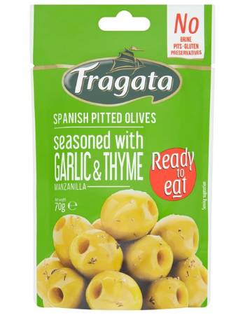 FRAGATA OLIVES WITH GARLIC & THYME 70G