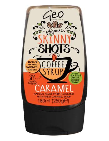 GEO ORGANICS SKINNY SHOTS COFFEE SYRUP CARAMEL 250G