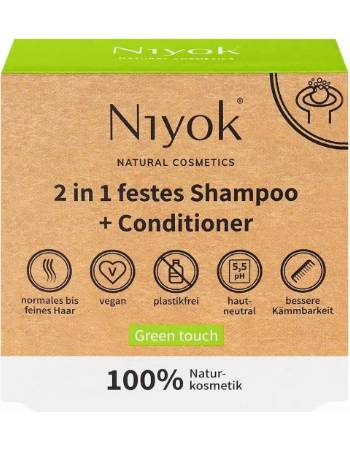 NIYOK 2 IN 1 SOLID SHAMPOO BAR & CONDITIONER GREEN TOUCH 80G