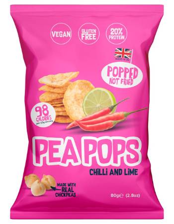 PEA POPS CHILLI & LIME CHICKPEA SNACK 80G