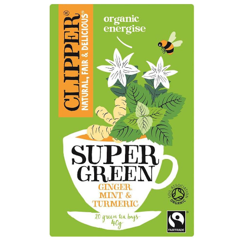 CLIPPER SUPER GREEN GINGER MINT AND TURMERIC 20 BAGS