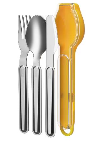 IDRINK UTENSIL CASE WITH CUTLERY SET ON THE GO - CORAL