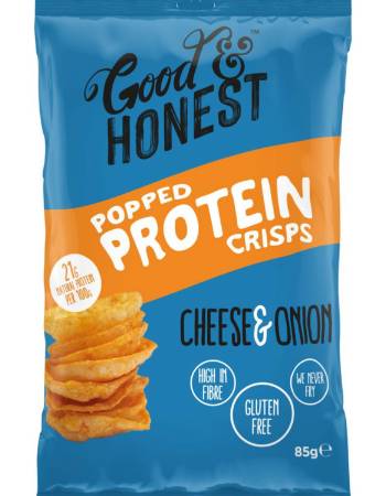GOOD AND HONEST PROTEIN CHEESE AND ONION CHIPS 85G