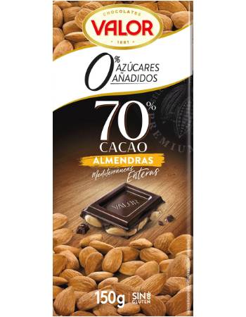 VALOR 70% CACOA WITH  ALMONDS 150G
