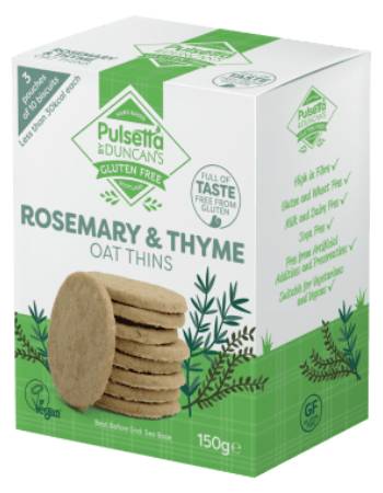 PULSETTA OAT THINS ROSEMARY & THYME 150G