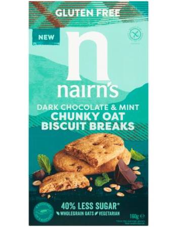 NAIRNS DARK CHOCOLATE AND MINT CHUNKY OAT BISCUIT BREAKS 160G
