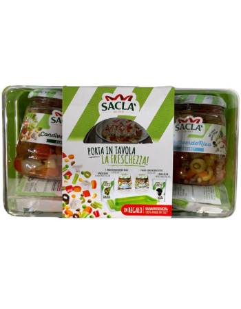 SACLA SALAD CONDIMENTS AND OLIVES WITH FREE SALAD RECTANGULAR CONTAINER