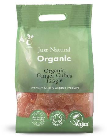 JUST NATURAL ORGANIC GINGER CANDIED CUBES 125G