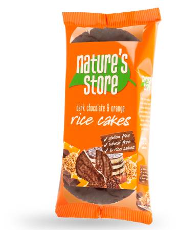 NATURES STORE DARK CHOCOLATE & ORANGE RICE CAKES 100G